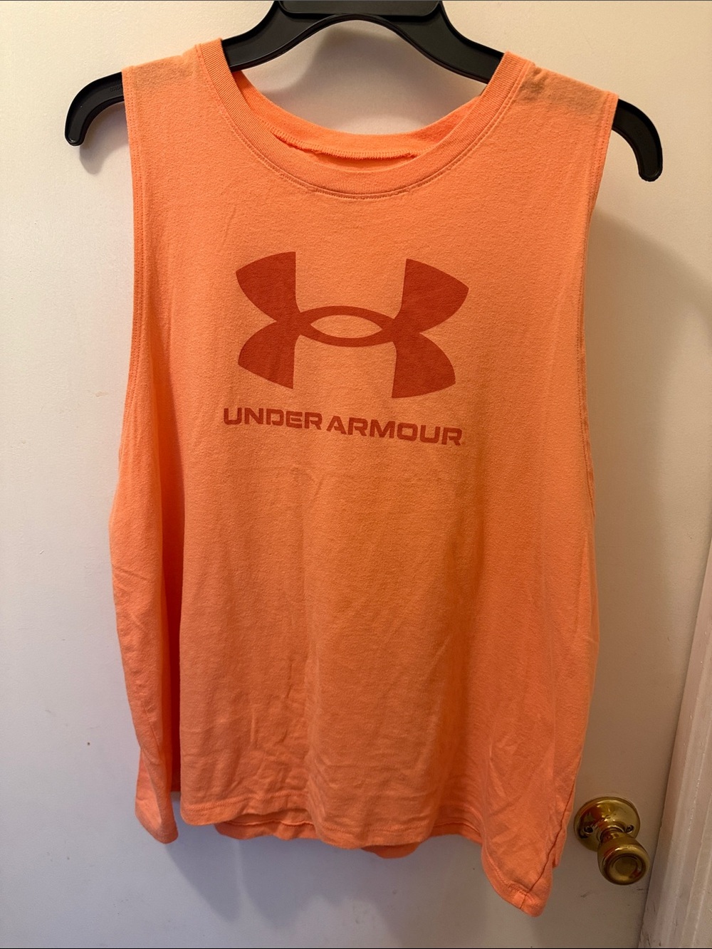 Under Armour Women’s Peach-Orange Muscle Tank with Logo